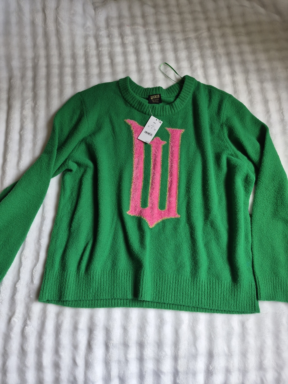 NWT Wicked x Target Paul Tazewell GreenGreen Crewneck Sweater with Pink Monogram